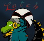 ambiguous_gender anthro beanie clothing collar cybernetics electronics hat headgear headphones headwear hoodie long_tail looking_at_viewer machine metal_tail prosthetic solo tail topwear zipper redras_shoru lethal_league latch crocodile crocodilian reptile scalie hi_res