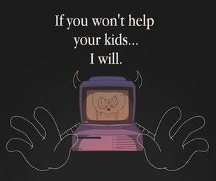 black_background bodily_fluids computer computer_monitor cross-eyed drooling electronics evil_face feral horn looking_at_viewer machine male not_furry objectum reaching_towards_viewer ringed_eyes saliva screen screen_face simple_background smile solo spiral text saltypupcake animate_inanimate living_computer digital_media_(artwork) english_text hi_res