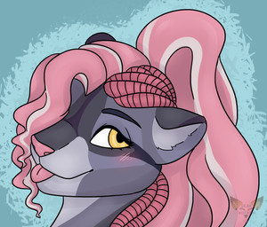 anthro blush dreadlocks female looking_at_viewer solo deanwolfwood felid lion mammal pantherine digital_media_(artwork) hi_res portrait