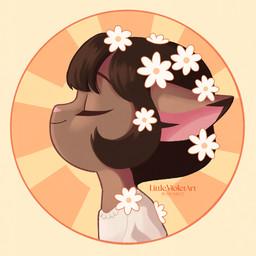 abstract_background accessory anthro bob_cut brown_body brown_fur brown_hair clothed clothed_female clothing daisy_(flower) eyebrows eyes_closed female female_anthro flower flower_in_hair fur hair hair_accessory monotone_clothing monotone_shirt monotone_topwear mouth_closed pink_inner_ear pink_nose plant shirt side_view simple_background smile solo text topwear white_clothing white_shirt white_topwear littlevioletart lackadaisy ivy_pepper domestic_cat felid feline felis mammal 1:1 2025 artist_name bust_portrait colored digital_drawing_(artwork) digital_media_(artwork) hi_res portrait