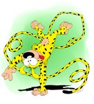 4_fingers anthro black_nose fingers fur handstand long_tail male markings navel simple_background smile solo spots spotted_body tail tongue tongue_out yellow_body yellow_fur noma marsupilami_(series) marsupilami_(character) marsupilami 2018 digital_media_(artwork)