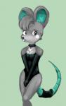 anthro blue_body blue_skin clothing collar ear_piercing female fur gloves grey_body grey_fur handwear heart_symbol piercing solo charbile natalie_mouse mammal mouse murid murine rodent