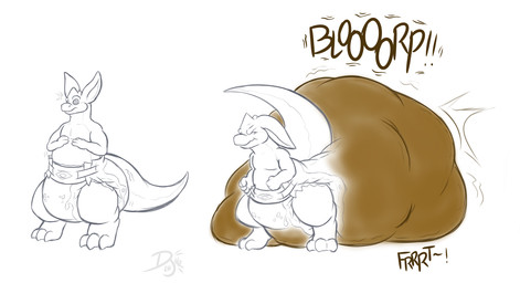 anthro clothed clothing diaper excessive_feces feces hyper hyper_feces pooping scatplay simple_background soiled_diaper soiling solo sound_effects tail topless unclean_diaper used_diaper wearing_diaper white_background rebelgandre mythology dragon mythological_creature mythological_scalie scalie