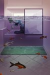 ambient ambiguous_gender anthro bath bathroom blue_body blue_fur feral fully_submerged fur group large_group male refraction sitting surrealism water waterline_view arh mood vincent_lynx canada_lynx felid feline fish lynx mammal marine 2:3 hi_res