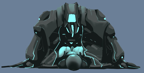 3_penises abdominal_bulge anthro clothing duo genitals glowing glowing_eyes glowing_genitalia glowing_markings glowing_penis hand_on_penis hooded_robe knot knotted_penis laying_on_top looming_over machine male male/male markings metallic_body multi_genitalia multi_penis penetration penis robe robed size_difference verdrusk anon vx_(verdrusk) ancilla_(halo) robot hi_res