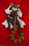 anthro biped breasts clothing female hair katana lying melee_weapon nipples on_back panties solo sword tail underwear weapon coonkun sayuri ailurid mammal red_panda 2011