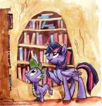 2014 book_shelf bookshelf cutie_mark dragon equine female friendship_is_magic green_eyes hair horn library mammal my_little_pony purple_eyes purple_hair sophiecabra spike_(mlp) standing traditional_media twilight_sparkle_(mlp) unicorn watercolor winged_unicorn wings
Rating: Safe
Score: 5
User: 2DUK
Date: April 15, 2014