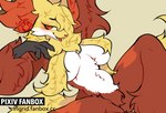 anthro belly big_breasts breast_curtains breasts delphox digital_media_(artwork) female fur generation_6_pokemon inner_ear_fluff looking_at_viewer mammal nintendo nude open_mouth pokemon pokemon_(species) simple_background smile snow_angel_(artist) solo tongue tongue_out tuft