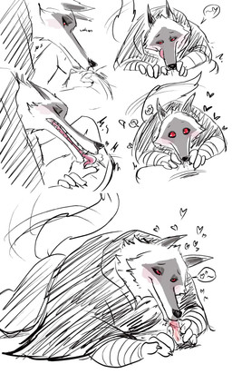 anthro big_eyes blush clothed clothing duo fellatio genitals grin groping_crotch heart_symbol licking licking_lips lying male male/male oral oral_penetration penetration penile penis penis_lick sex smile tail tail_motion tailwag tongue tongue_out underwear ultimatellurker dreamworks puss_in_boots_(franchise) anon death_(puss_in_boots) canid canine canis human mammal wolf absurd_res hi_res