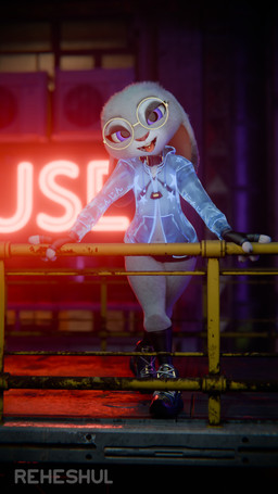 anthro bottomwear braces clothing collar eyewear female footwear fur glasses gloves grey_body grey_fur hands_behind_back handwear hoodie looking_at_viewer piercing purple_eyes railing shoes shorts smile sneakers socks solo standing tongue tongue_out tongue_piercing topwear reheshul pochemu_(modeler) disney zootopia judy_hopps european_rabbit lagomorph leporid mammal oryctolagus rabbit 3d_(artwork) 9:16 digital_media_(artwork) hi_res