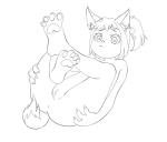 anthro anus biped butt female genitals hand_on_butt holding_butt loli lying on_back presenting pussy solo young young_anthro domzywomzy felid mammal hi_res monochrome