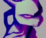 ambiguous_gender anthro front_view frown glare glistening glistening_eyes horn looking_at_viewer mouth_closed narrowed_eyes off_white_background one_eye_visible outline purple_outline simple_background snout solo unknown_artist nintendo pokemon felid generation_1_pokemon legendary_pokemon mammal mewtwo pokemon_(species) bust_portrait cool_colors portrait purple_theme unavailable_at_source