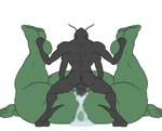 antennae_(anatomy) bodily_fluids cum cum_in_ass cum_inside duo genital_fluids green_body green_skin larger_male male male/male rear_view size_difference small_dom_big_sub unknown_artist marvel hulk miek_(marvel) alien arthropod human humanoid mammal meme