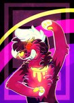 2017 abstract_background ambiguous_gender anthro blood bodily_fluids button_ears candy_gore canid canine colored_blood digital_drawing_(artwork) digital_media_(artwork) floating_head floppy_ears fur glowing glowing_blood glowing_mouth glowing_nose gore handpaw head_tuft jaspering mammal markings nude pawpads paws red_body red_eyes red_fur semi-anthro shaded smile snout solo spiral_eyes teeth the_toymaker_(jaspering) tuft unusual_blood unusual_bodily_fluids whisker_spots white_markings yellow_blood yellow_nose yellow_pawpads