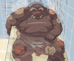 anthro bathing belly biped eyes_closed humanoid_hands male moobs navel nipples overweight overweight_anthro overweight_male scar sitting solo water motogen mammal marine pinniped walrus 2014