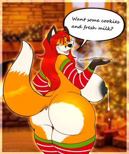 anthro areola arm_warmers arms_bent armwear asking asking_viewer bangs big_breasts big_butt big_nipples black_areola black_ears black_eyebrows black_nipples black_nose blue_eyes blurred_background bodily_fluids border box breasts brick_wall butt christmas_decorations christmas_present christmas_tree clothing container cookie dialogue eyebrow_through_hair eyebrows fangs female female_anthro fingers fire fireplace fluffy fluffy_tail food fur garland gift gift_box hair half-closed_eyes holding_plate holidays huge_breasts huge_butt inside lactating legwear light long_hair looking_at_viewer looking_back looking_back_at_viewer milk mostly_nude_anthro mostly_nude_female multicolored_arm_warmers multicolored_armwear multicolored_body multicolored_clothing multicolored_fur narrowed_eyes nipples open_mouth open_smile orange_tail pattern_arm_warmers pattern_armwear pattern_clothing photo_background pink_tongue plant question red_arm_warmers red_armwear red_clothing red_hair red_legwear red_thigh_highs smile smiling_at_viewer solo sparkles speech_bubble steam striped_arm_warmers striped_armwear striped_clothing stripes tail teeth text thick_thighs thigh_highs tongue translucent translucent_hair tree two_tone_body two_tone_fur wall_(structure) whisker_spots white_body white_breasts white_fur white_inner_ear white_stripes window ractoons christmas samantha_arrow canid canine fox mammal red_fox true_fox 2025 absurd_res artist_name colored digital_drawing_(artwork) digital_media_(artwork) english_description english_text hi_res lighting photography_(artwork) shaded