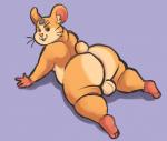 anthro backsack balls big_butt buckteeth butt fur genitals looking_at_viewer looking_back male nude presenting presenting_hindquarters simple_background smile solo teeth thick_thighs dusty-pixels blizzard_entertainment overwatch hammond_(overwatch) cricetid hamster mammal rodent 2018 digital_media_(artwork) hi_res