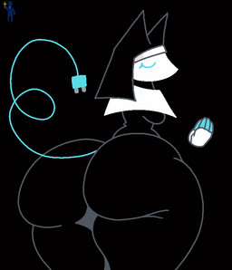 anthro armless big_butt black_clothing blue_body bottom_heavy breasts butt clothing cord_tail dress eyes_closed female female_anthro floating_hands hands_together huge_butt medium_breasts multicolored_body nun_outfit pointy_ears rear_view solo tight_clothing two_tone_body white_body white_clothing iluhuy2015 deltarune undertale_(series) tasque_manager tasque_manager_(nun) darkner robot_anthro 2026 digital_drawing_(artwork) digital_media_(artwork)