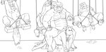 all_fours alligator alligatorid animal_mask anthro anthro_on_anthro arm_hair balls bdsm bear belly belly_hair bodily_fluids body_hair bound butt canid canine canis chest_hair chest_tuft clothing cowboy_hat cowboy_hat_only criminal crocodilian cum cum_drip cum_from_ass cum_from_penis cum_in_ass cum_inside cum_on_balls cum_on_butt cum_on_ground cum_on_leg cum_on_penis cum_on_tail cum_pool degradation dominant dominant_male domination/submission dripping erection feet_bound feet_tied foreskin frown frown_eyebrows furrowed_brow genital_fluids genitals gesture gloves group hand_gesture hands_tied handwear hat headgear headwear hi_res human humiliation leaking leaking_anus leaking_cum leg_spreader legs_tied line_art male male/male mammal markwulfgar mask monochrome nipple_piercing nipple_ring nipples open_mouth penis petplay piercing pointing pointing_at_viewer pubes pup_mask puppyplay raised_arms reptile restraints ring_piercing roleplay scalie sex_dungeon sex_slave simple_background sitting_on_another sitting_on_back slave slightly_chubby slightly_chubby_male smile spread_legs spreader_bar spreading strung_up submissive submissive_male suid suina sus_(pig) sweat sweatdrop tail tongue tongue_out trigger_(wordcaster) tuft used wearing_mask white_background wild_boar wolf worried worried_face worried_look