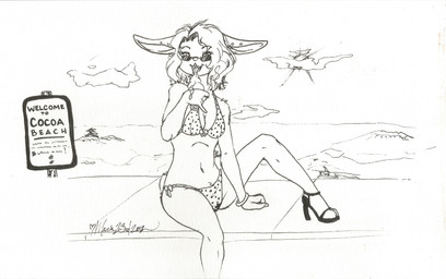 anthro beach bikini biped clothed clothing cloud dessert female florida food footwear high_heels ice_cream licking looking_at_viewer navel outside seaside shoes sitting skimpy sky solo sun swimwear text tight_clothing tongue tongue_out two-piece_swimsuit water wave foxielove cocoa_(foxielove) lagomorph leporid mammal rabbit absurd_res black_and_white english_text hi_res monochrome