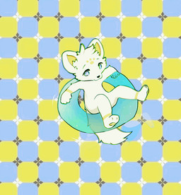 ambiguous_gender anthro blue_eyes blue_sclera fluffy fluffy_tail fur fur_markings illusion inflatable markings nude optical_illusion pool_float smile solo tail tuft white_body white_fur snoiifoxxo animated