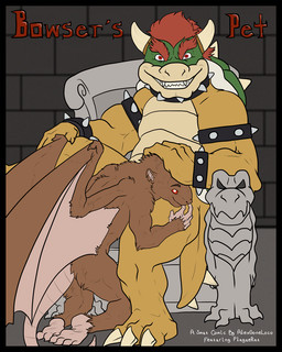 2_horns 3_toes anthro armband black_border border bracelet brown_body brown_fur chair claws collar duo feet front_view fur furniture grin hair hand_on_head horn jewelry kneeling looking_at_viewer male male_anthro membrane_(anatomy) membranous_wings nude red_eyes red_hair scales shell sitting smile spiked_armband spiked_bracelet spiked_collar spiked_shell spikes spikes_(anatomy) tail tan_body teeth text throne toe_claws toes white_horn wings yellow_body yellow_scales alexgoneloco mario_bros nintendo bowser plaguerat_(character) koopa mammal murid murine rat rodent scalie 2012 4:5 cover cover_art cover_page digital_media_(artwork) english_text