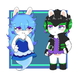 3_fingers amethyst_(gem) anthro arms_bent bangs belt black_boots black_clothing black_footwear black_gloves black_hair black_handwear black_jacket black_topwear blue_clothing blue_dress blue_eyes blush boots closed_smile clothed clothed_anthro clothed_female clothing dress duo ear_piercing eyebrows fangs female female_anthro fingerless_gloves fingers flat_chested footwear gem gloves green_belt green_hair hair hand_on_hip hand_on_own_hip handwear jacket legless lidded_eyes light long_ears long_hair looking_at_another mouth_closed multicolored_hair noseless open_belt open_clothing open_jacket open_topwear pantsless_anthro pantsless_female piercing purple_ear_piercing purple_eyelids purple_eyes purple_hair shirt shoes short_hair simple_background smile spiky_hair square straight_legs tan_inner_ear teeth thick_eyebrows topwear torn_clothing torn_shirt torn_topwear two_tone_hair peypey_mei1925 mario_bros mario_plus_rabbids_sparks_of_hope nintendo raving_rabbids rayman_(series) ubisoft edge_(mario_plus_rabbids) midnite_(mario_plus_rabbids) ghost hybrid lagomorph mammal rabbid spirit 1:1 2024 colored crossover digital_drawing_(artwork) digital_media_(artwork) english_description hi_res lighting shaded