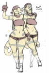 anthro breasts clothed clothing duo female navel non-mammal_breasts skimpy standing thong topwear tube_top underwear yellow_eyes robotjoe bandit_twins final_fantasy square_enix sheretsa bangaa lizard reptile scalie sketch sibling_(lore) sister_(lore) sisters_(lore) twins_(lore)