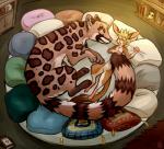 anthro book cupboard digitigrade duo eyes_closed female feral gentle_giant larger_feral larger_sleeping micro pillow size_difference sleeping smaller_anthro smaller_sleeping geckozen teara_spot genet lagomorph leporid mammal rodent springhare viverrid