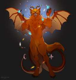 4_toes 5_fingers anthro claws feet fingers green_sclera long_tail looking_up male open_mouth smile solo standing tail toes wings yellow_eyes cyberhound mythology canid canine canis dragon hybrid mammal mythological_creature mythological_scalie scalie wolf absurd_res hi_res