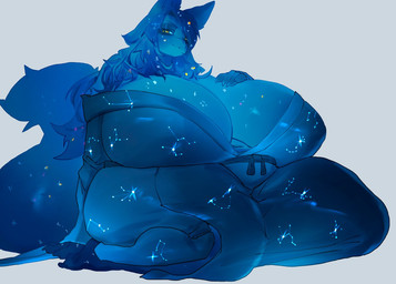 anthro bedroom_eyes big_breasts blue_body breasts cleavage clothed clothing cosmic_body cosmic_fur cosmic_hair cosmic_tail ethereal_hair eyelashes female fur hair huge_breasts huge_hips huge_thighs hyper kemono looking_at_viewer narrowed_eyes overweight overweight_anthro overweight_female seductive simple_background sitting smile solo tail thick_thighs voluptuous_anthro voluptuous_female white_background wide_hips yellow_eyes utterangle cosmic_being 2025 colored digital_drawing_(artwork) digital_media_(artwork) shaded