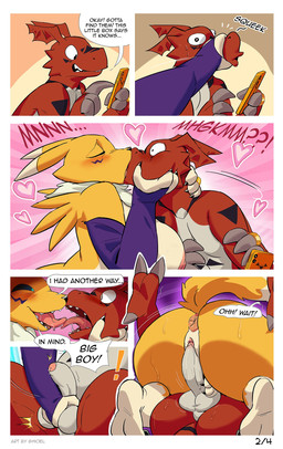 after_kiss amazon_position anthro anthro_on_anthro anthro_penetrated anthro_penetrating anthro_penetrating_anthro anus areola armwear ball_grab balls big_balls big_breasts big_butt big_penis blush blush_lines blushing_profusely bodily_fluids breasts bridal_gauntlets bulging_eyes butt clothing digit_ring dominant dominant_female dropping_object dropping_phone duo electronics erect_nipples exclamation_point eyes_closed female female_penetrated flirting french_kissing genitals hand_on_face heart_reaction holding_face holding_object holding_phone husband_and_wife imminent_sex jewelry kissing male male/female male_penetrating male_penetrating_female married_couple nipples orgasm_face penetration penile penile_penetration penis penis_in_vagina phone ring sex shallow_penetration sharp_teeth snout_grab surprise_kiss surprise_sex surprised sweat sweaty_butt talking_to_another talking_to_partner teeth term_of_endearment text tongue tongue_out vaginal vaginal_penetration vulva wedding_ring ghioel bandai_namco digimon mythology canid canine digimon_(species) dragon fox guilmon mammal mythological_creature mythological_scalie renamon scalie artist_name detailed digital_drawing_(artwork) digital_media_(artwork) english_text hi_res