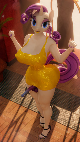 animal_genitalia animal_penis anthro balls biped blue_eyes breasts clothed clothing crossgender dress equine_genitalia equine_penis eyelashes footwear ftg_crossgender fti_crossgender genitals glistening glistening_clothing glistening_dress gynomorph hair high_heels horn intersex latex latex_clothing latex_dress lipstick looking_at_viewer makeup nipple_outline penis pupils purple_hair realistic_penis_size shoes solo thick_thighs white_body wide_hips yellow_clothing yellow_dress yellow_latex yellow_lipstick vladichslg friendship_is_magic hasbro my_little_pony mythology rarity_(mlp) equid equine mammal mythological_creature mythological_equine unicorn 3d_(artwork) 4k 9:16 absurd_res digital_media_(artwork) hi_res