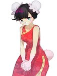 anthro black_hair blush breasts bun_cover clothed clothing dress female green_eyes hair kemono simple_background smile solo standing white_background baburusushi animal_crossing nintendo pekoe_(animal_crossing) bear mammal 2020 3:4 hi_res