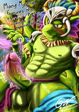 abs anthro balls bone bottomwear bottomwear_aside clothed clothing clothing_aside dialogue erection expansion feathers forest forest_background genital_expansion genitals glans gold_(metal) gold_jewelry growth horn humanoid_genitalia humanoid_penis jewelry jungle loincloth loincloth_aside loincloth_only looking_at_viewer magic male nature nature_background nipples outside penis penis_expansion plant potion presenting presenting_penis shimmering skull skull_accessory solo tail text topless transformation tree vein veiny_penis galma terraria shimmered_witch_doctor witch_doctor_(terraria) lihzahrd 2026 absurd_res english_text hi_res signature url