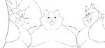 anthro big_pecs group looking_at_viewer male overweight overweight_anthro overweight_male pecs trio conditional_dnp erobos nintendo pokemon bidoof diggersby generation_4_pokemon generation_6_pokemon generation_8_pokemon greedent mammal pokemon_(species) hi_res monochrome sketch