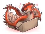 4:3 ambiguous_gender box canes-cm capcom container dragon european_mythology feral flying_wyvern in_box in_container monster_hunter mythological_creature mythological_scalie mythology rath_wyvern rathalos reptile scalie simple_background solo tail western_dragon white_background wyvern