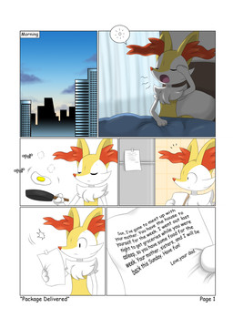 anthro dialogue fur male note open_mouth solo text tongue yellow_body yellow_fur winick-lim nintendo pokemon braixen canid canine generation_6_pokemon mammal pokemon_(species) 2015 comic english_text hi_res pictographics