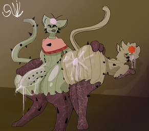 anthro bodily_fluids butt cactus clothing cum cum_inside cum_on_butt duo genital_fluids genitals male male/male messy mud penile_spines penis plant plantigrade poncho poncho_only thorns lighthouseheat cactus_cat elemental_creature felid flora_fauna mammal hi_res