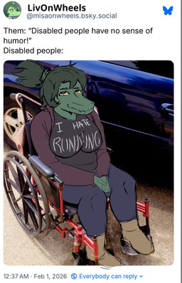 anthro big_breasts blue_eyes boots bottomwear breasts car clothed clothed_anthro clothed_female clothing disability female fingers footwear front_view green_body green_hair grey_bottomwear grey_clothing grey_pants hair hands_together high-angle_view humanoid_hands humor joke long_hair non-mammal_breasts outside pants paraplegic photo_background ponytail shirt shoes sitting slightly_chubby slightly_chubby_anthro slightly_chubby_female smile solo text topwear vehicle wheelchair yellow_sclera eddodoodle bluesky_(social_media) cavemanon_studios i_wani_hug_that_gator olivia_halford baryonyx dinosaur prehistoric_species reptile saurischian scalie spinosaurid theropod absurd_res colored digital_media_(artwork) english_text full-length_portrait hi_res mixed_media photo_manipulation photography_(artwork) portrait