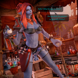 alchemy balls blue_body clothing dialogue erection genitals greeting gynomorph hair healer humanoid_genitalia humanoid_penis intersex legwear not_furry penis potion public public_nudity red_hair solo stockings text magniym blizzard_entertainment warcraft humanoid troll_(warcraft) 1:1 3d_(artwork) blender_(artwork) blender_cycles_(artwork) comic digital_media_(artwork) english_text hi_res