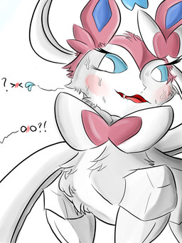 ambiguous_gender blue_eyes blush bodily_fluids drooling emoticon eyelashes feral fur imminent_sex inviting inviting_to_sex looking_at_viewer offscreen_character open_mouth pink_body pink_fur saliva solo sweat sweatdrop white_body white_fur the_1_and_k1nky krita_(copyright) nintendo pokemon eeveelution generation_6_pokemon pokemon_(species) sylveon absurd_res digital_drawing_(artwork) digital_media_(artwork) hi_res krita_(artwork)