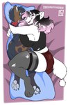 anthro body_pillow clothed clothing dakimakura dakimakura_pillow female fur happy hug hugging_object hugging_pillow paws pillow sleeping smile solo white_body white_fur conditional_dnp thaismotosuwa menzo bear canid canine hybrid mammal polar_bear ursine 2024 absurd_res hi_res