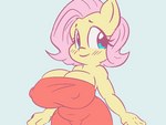 anthro anthrofied big_breasts bouncing_breasts breasts clothing dress female hair huge_breasts nipples pink_hair solo tongue tongue_out yellow_body snus-kun friendship_is_magic hasbro my_little_pony fluttershy_(mlp) equid equine mammal 2d_animation 4:3 animated short_playtime