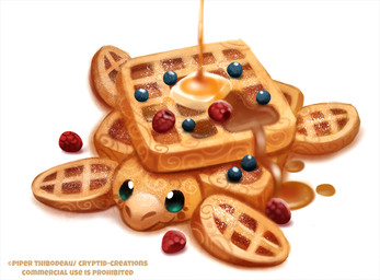 ambiguous_gender beady_eyes blue_eyes blueberry_(fruit) butter dairy_products feral food fruit humor plant pun raspberry simple_background solo syrup visual_pun waffle white_background piper_thibodeau food_creature reptile scalie turtle digital_media_(artwork) digital_painting_(artwork) painting_(artwork)