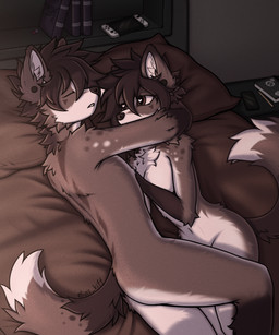 anthro bed breasts brown_body brown_fur butt cuddling duo female fur furniture hair heart_eyes heart_symbol hug looking_at_another love lying male male/female nude on_bed sibling_incest siblings_with_benefits sleeping tail elias_kiff agnia_(elias_kiff) ilay_(elias_kiff) hyena mammal 2025 5:6 absurd_res digital_media_(artwork) hi_res brother_(lore) brother_and_sister_(lore) incest_(lore) sibling_(lore) sister_(lore)