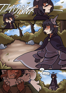 bodily_fluids clawed_hands dark_hair dialogue gem greeting hair horn humanoid_pointy_ears male monster_girl_(genre) outside pointy_ears simple_background sweat sweatdrop text yellow_eyes yellow_gem shriekingmagpie horned_humanoid humanoid comic digital_media_(artwork) english_text hi_res