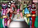 anthro big_breasts black_hair blonde_hair blue_body blue_scales bottomwear breasts brown_hair clothed clothing cooking_with_humanoids dress female green_body green_eyes green_scales grey_body grey_scales group hair horn imminent_vore licking licking_lips loincloth male membrane_(anatomy) membranous_wings muscular muscular_female nude pupils purple_body purple_eyes purple_hair purple_scales red_body red_hair red_scales scales self_lick size_difference skimpy slit_pupils spots tail teeth tongue tongue_out water wet wings markie mythology dragon human mammal mythological_creature mythological_scalie scalie 2002 digital_media_(artwork)