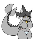 anthro bell bell_collar big_breasts big_tail bikini bikini_bottom breasts clothing collar female holding_breast looking_at_viewer solo swimwear tail two-piece_swimsuit kutnerak nintendo pokemon lunastrum eeveelution generation_1_pokemon pokemon_(species) vaporeon