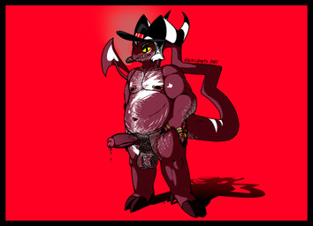 abdominal_scar arm_hair arm_scar balls belly big_penis black_border black_nipples body_hair border chest_hair cigar cigar_in_mouth clothing crows_feet darkened_genitalia erection facial_hair fedora genitals glans hair hand_on_hip happy_trail hat headgear headwear hooves horn jewelry leg_scar male markings mature_male navel nipple_piercing nipples nude nude_male object_in_mouth overweight overweight_male penis piercing pubes red_background red_body ring ring_(jewelry) scar simple_background smoke smoking smoking_cigar solo spade_tail standing stretch_marks tail tail_markings tail_scar thick_thighs three-quarter_view white_hair wrinkles yellow_eyes conditional_dnp electricpants138456 hellaverse helluva_boss crimson_(helluva_boss) demon humanoid imp 2025 colored dated digital_drawing_(artwork) digital_media_(artwork)